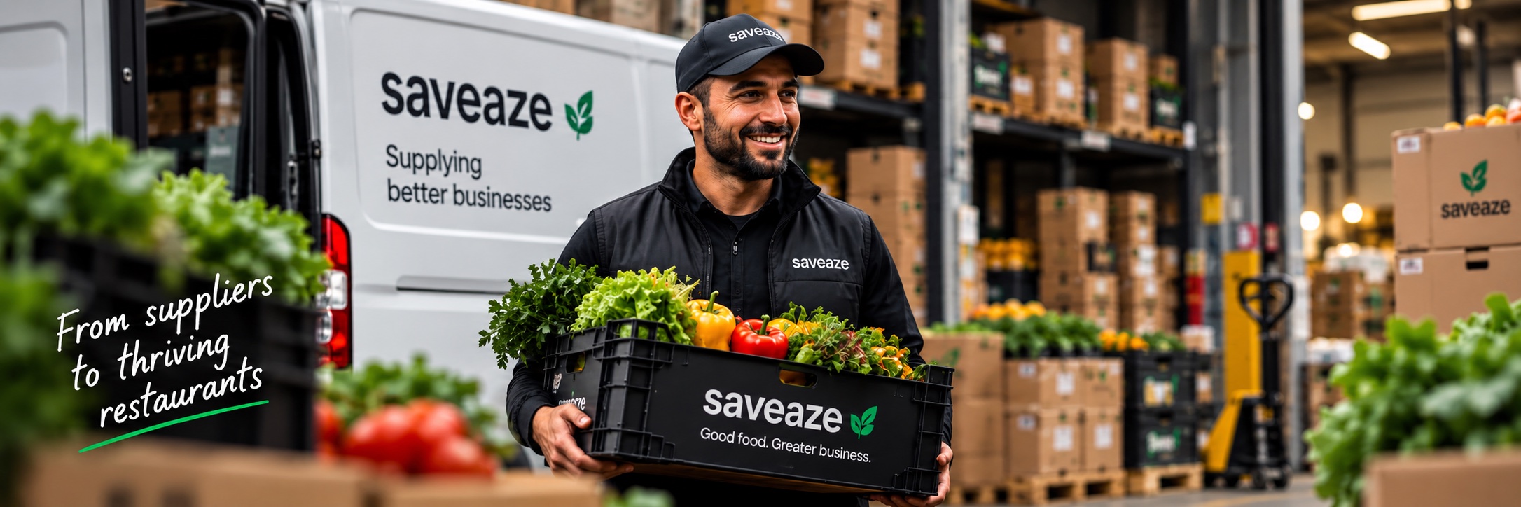 Fresh food supplier delivering produce to a restaurant